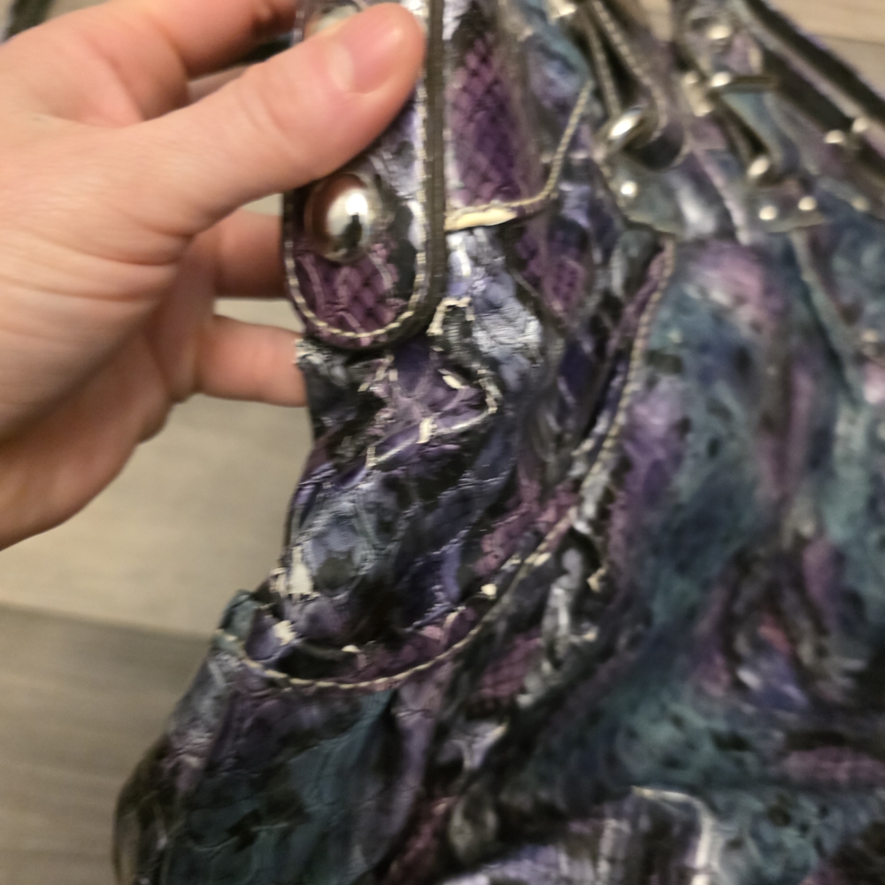 Vtg Y2K Kathy Van Zeeland Multicolor Hobo Bag with Heart Accent - Picture 9 of 12